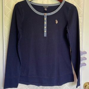 US Polo Assn. Women's Long Sleeve  Jersey Tee - Dark Blue Size S